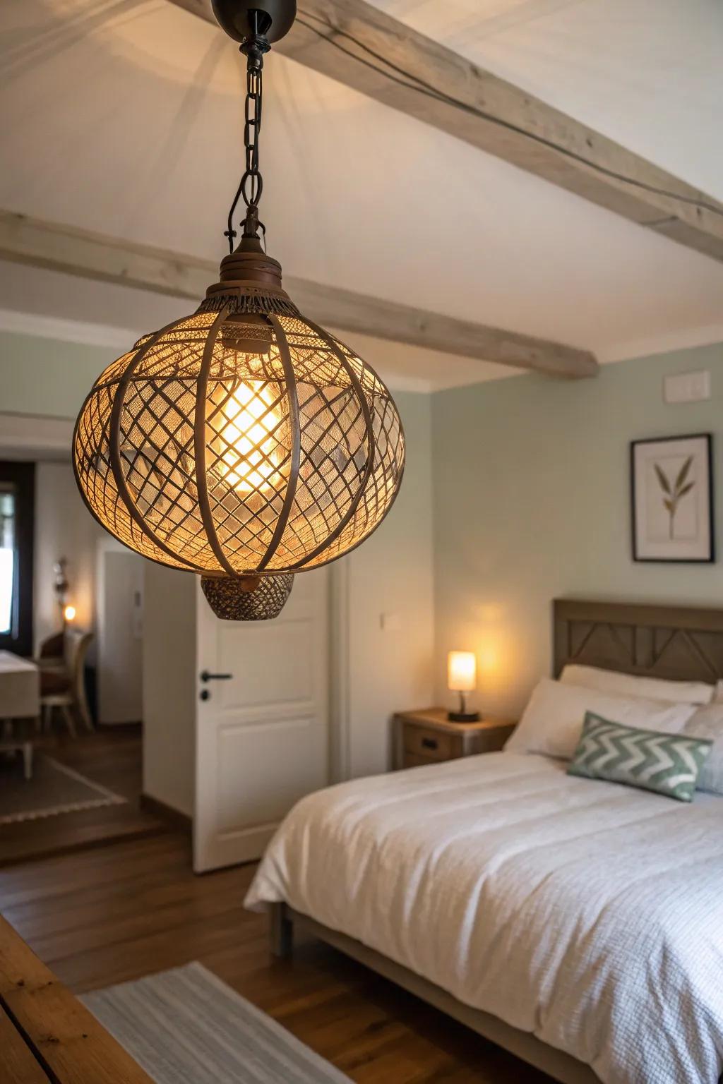 An eye-catching light fixture enhances the room's character without straining your budget.