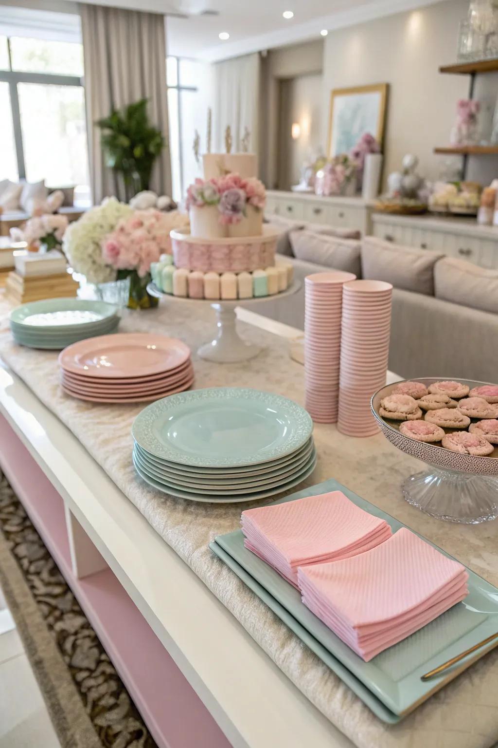 A thoughtfully coordinated color scheme infuses your buffet display with a sense of balance.
