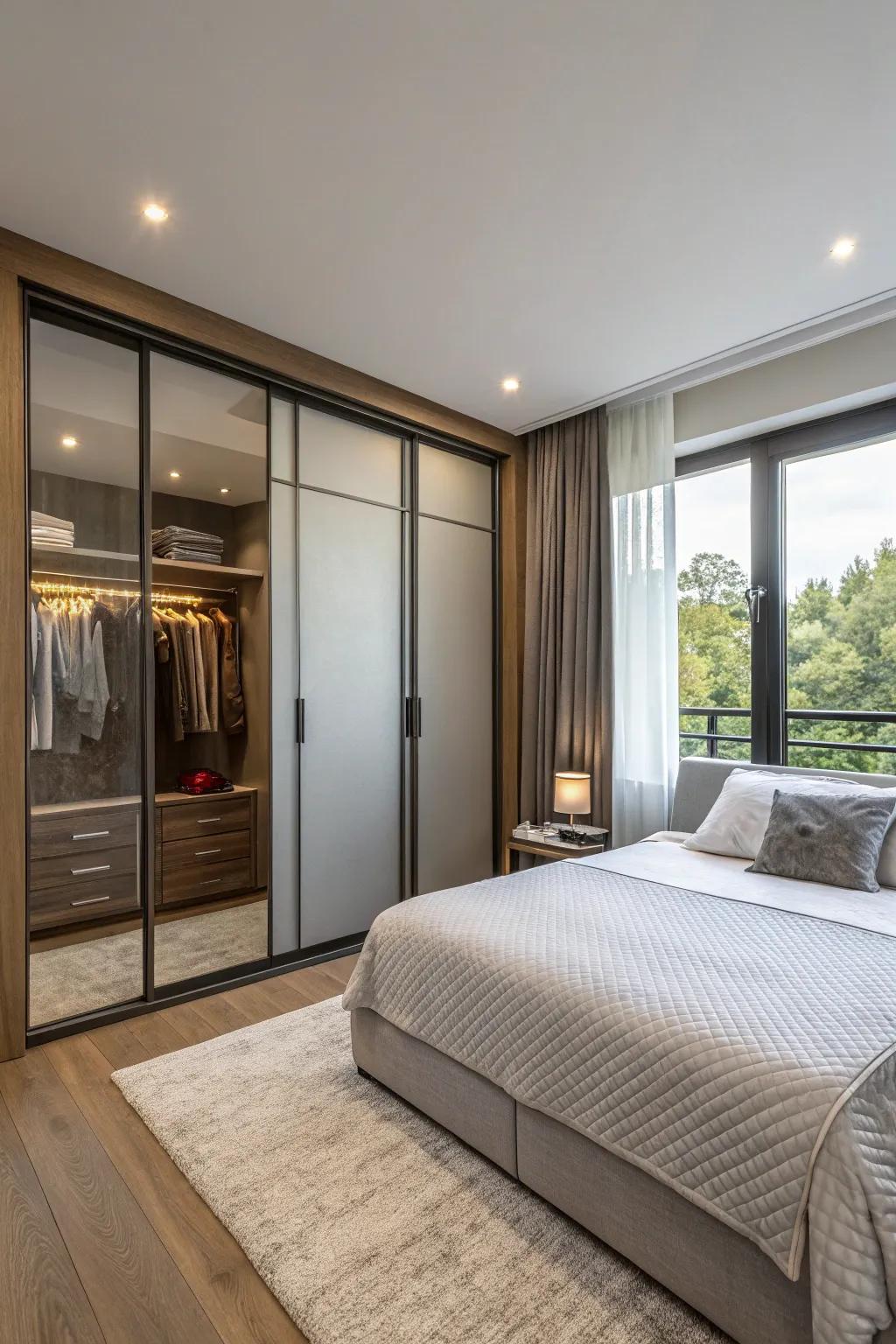 Sliding panels offer a refined and space-efficient wardrobe solution.
