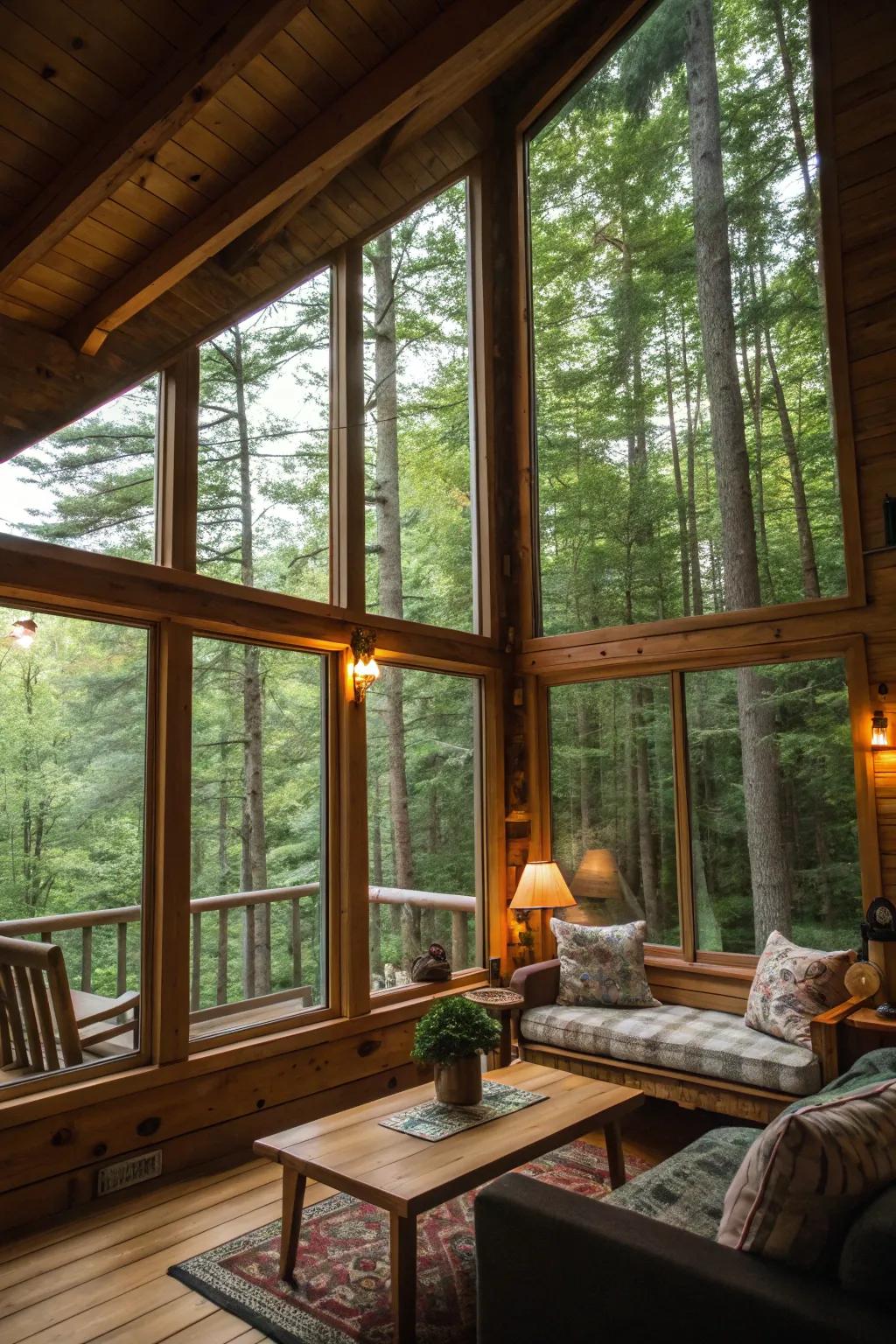 Large windows bring the beauty of nature indoors.