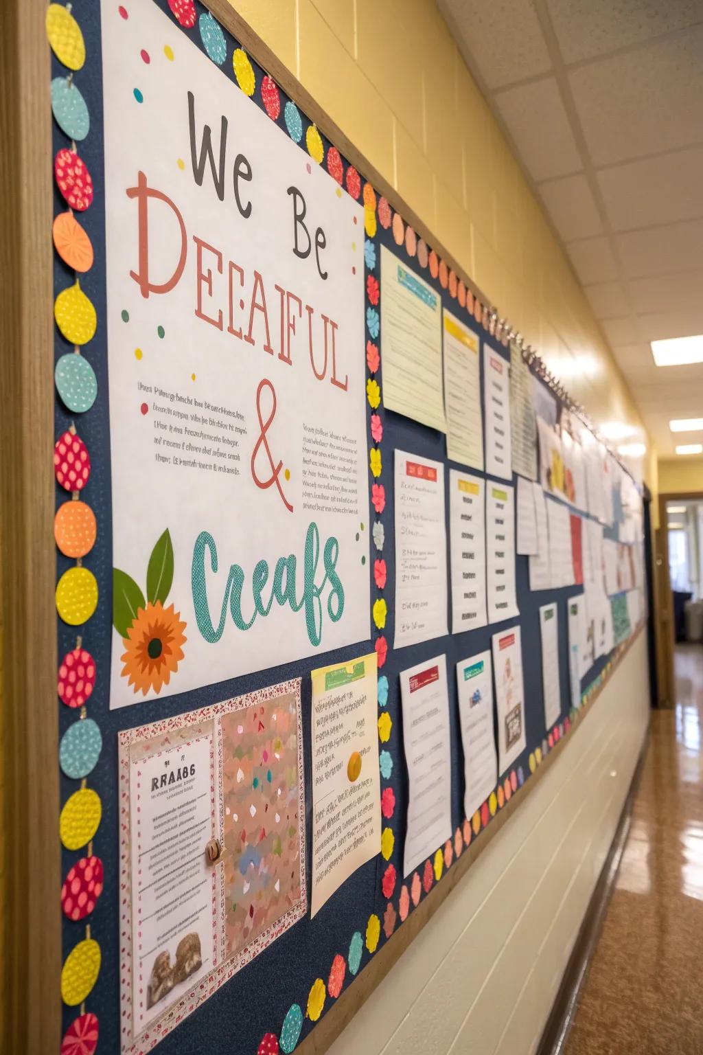 An inspirational board filled with motivational quotes for students.