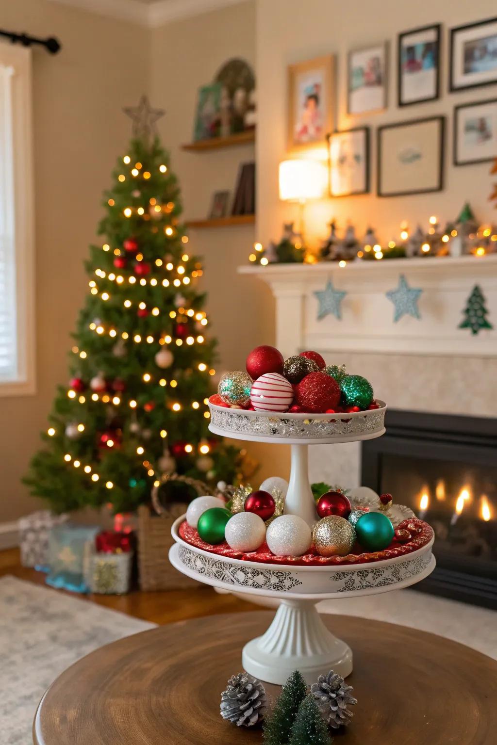 Celebrate the seasons with themed cake stand decorations.