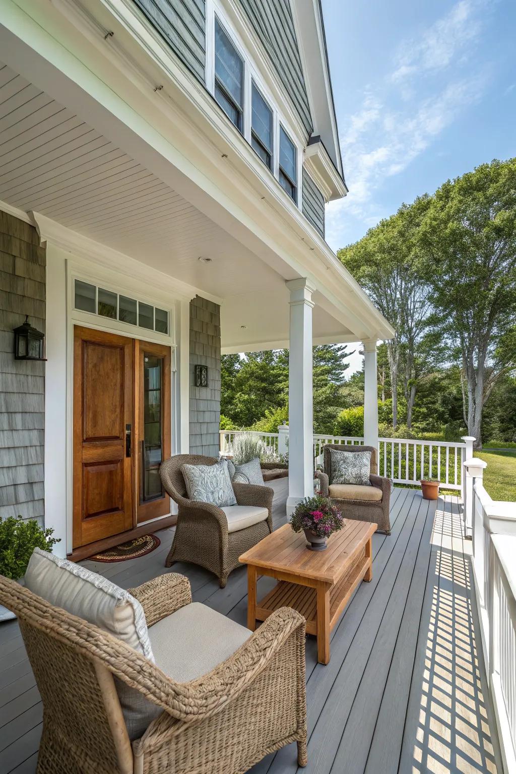 Wraparound porch with inviting seating arrangements