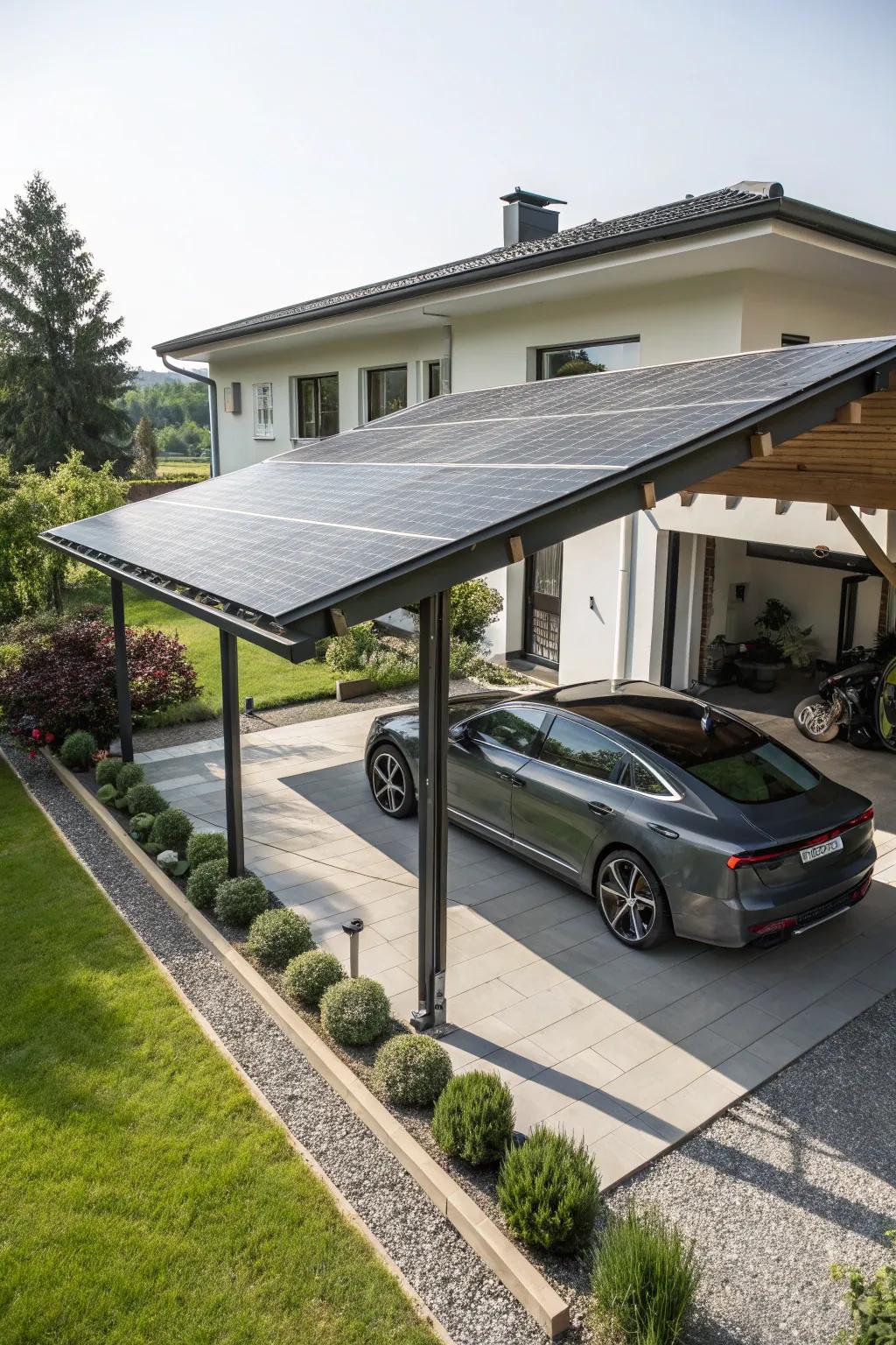 Capturing solar energy with a functional carport blueprint.