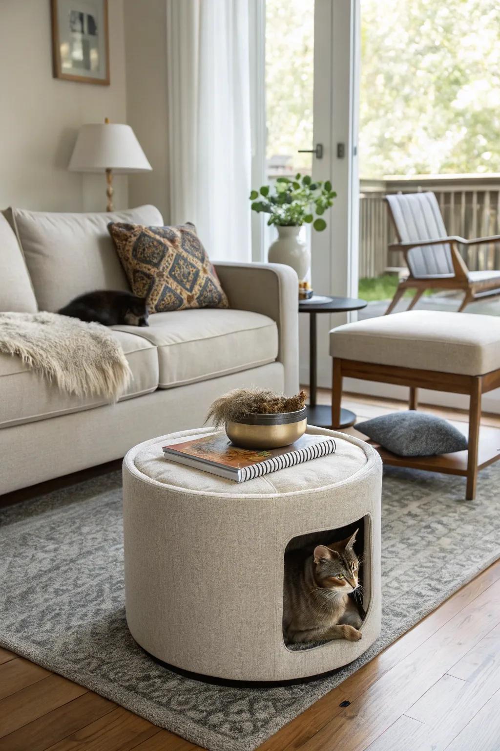 A sophisticated sanctuary for your cat's tranquil moments.