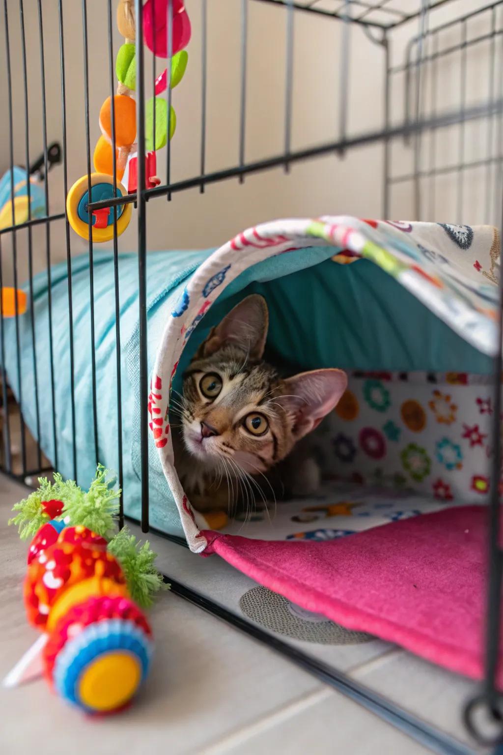 Tunnels offer thrilling hideaways for your fun-loving kitten.