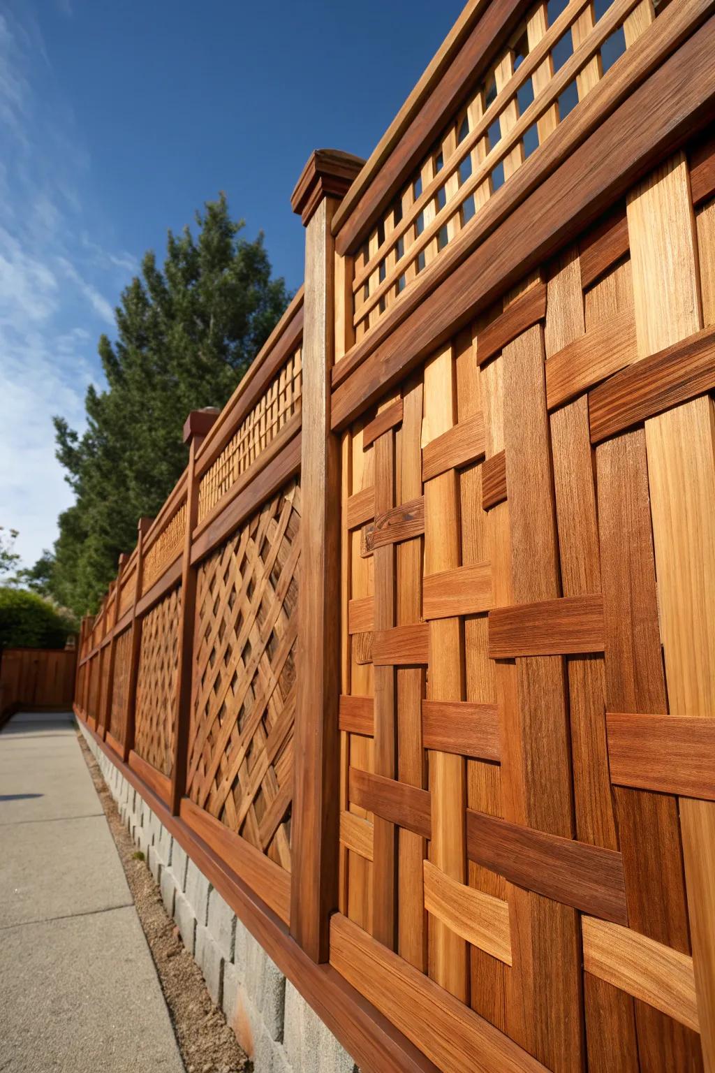 Revamp your outdoor area with the artistry of a timber basket weave surround: where artistry meets the outdoors.