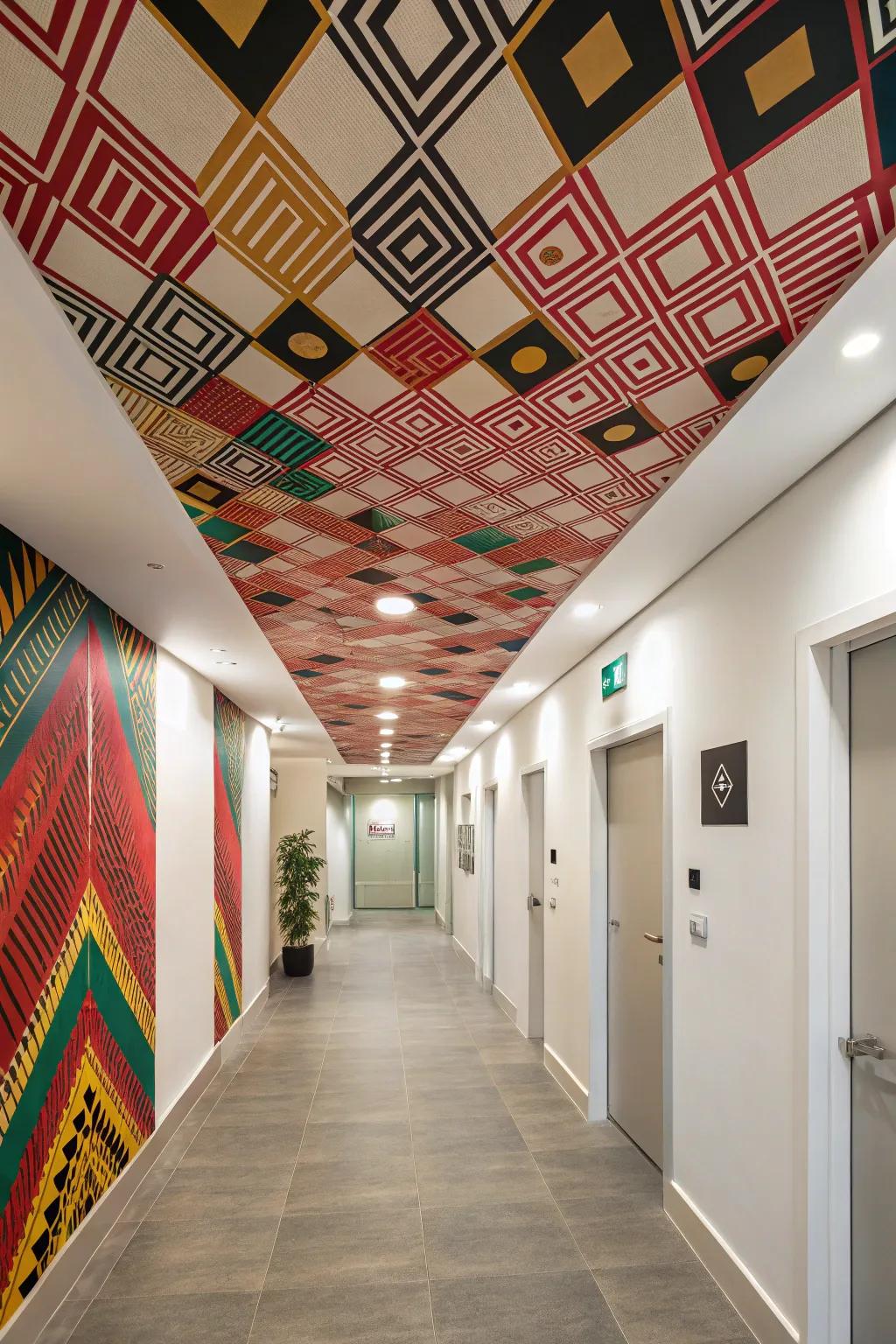 Bold wallpaper can turn your ceiling into a statement piece.