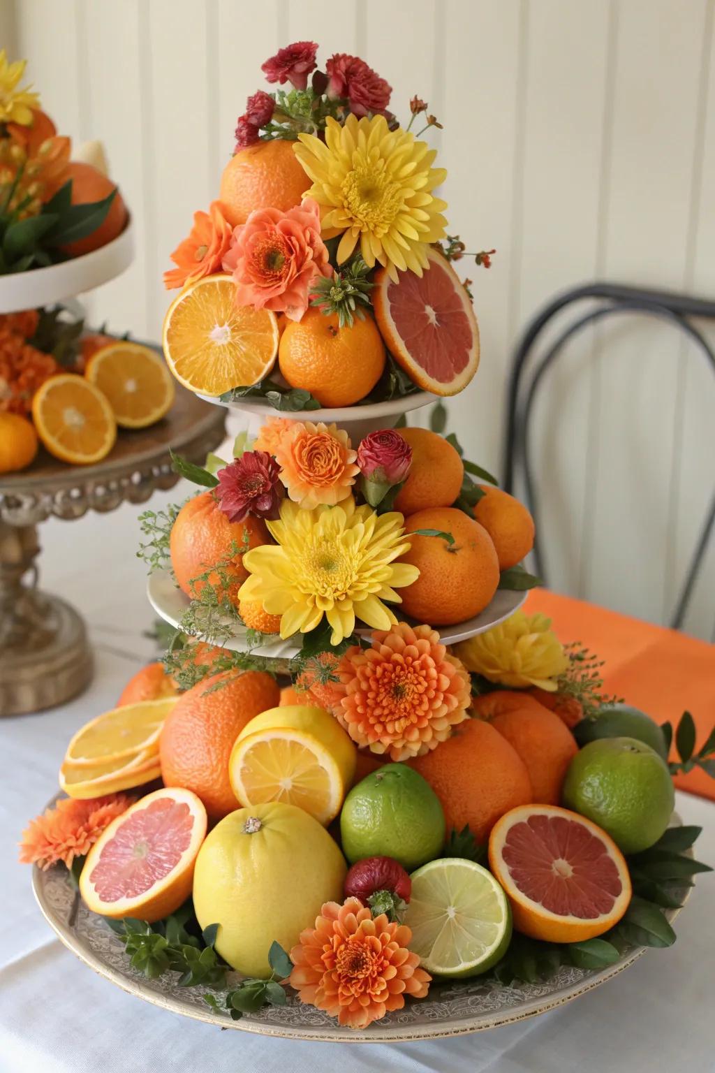 Seasonal edible presentation piece showcasing oranges.