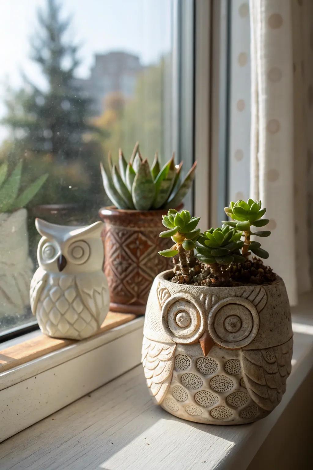 Whimsical avian planters liven up your plant display.