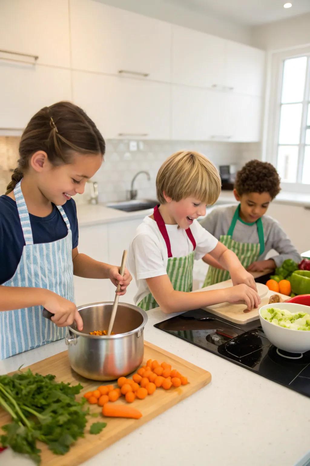 Let your children play the role of skilled kitchen helpers.