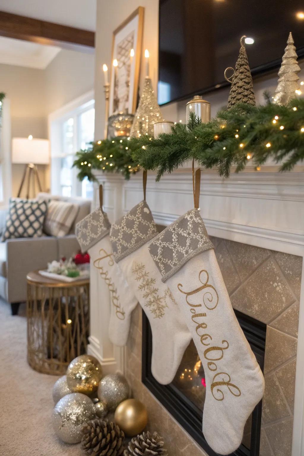Customized stockings bring a sense of warmth and refinement to your hearth.