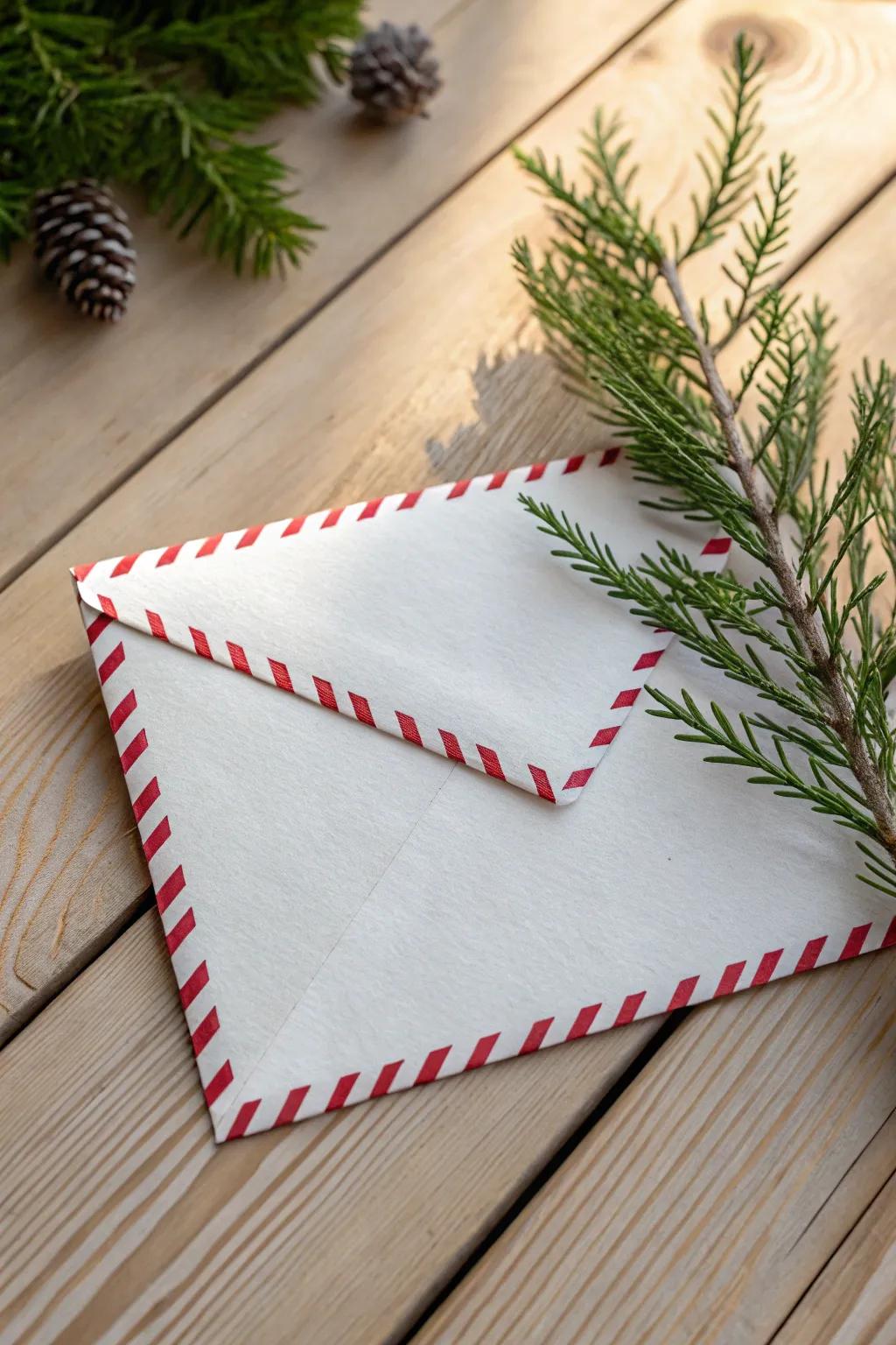 Introduce a whimsical spin to your holiday correspondence with festive stick stripes!