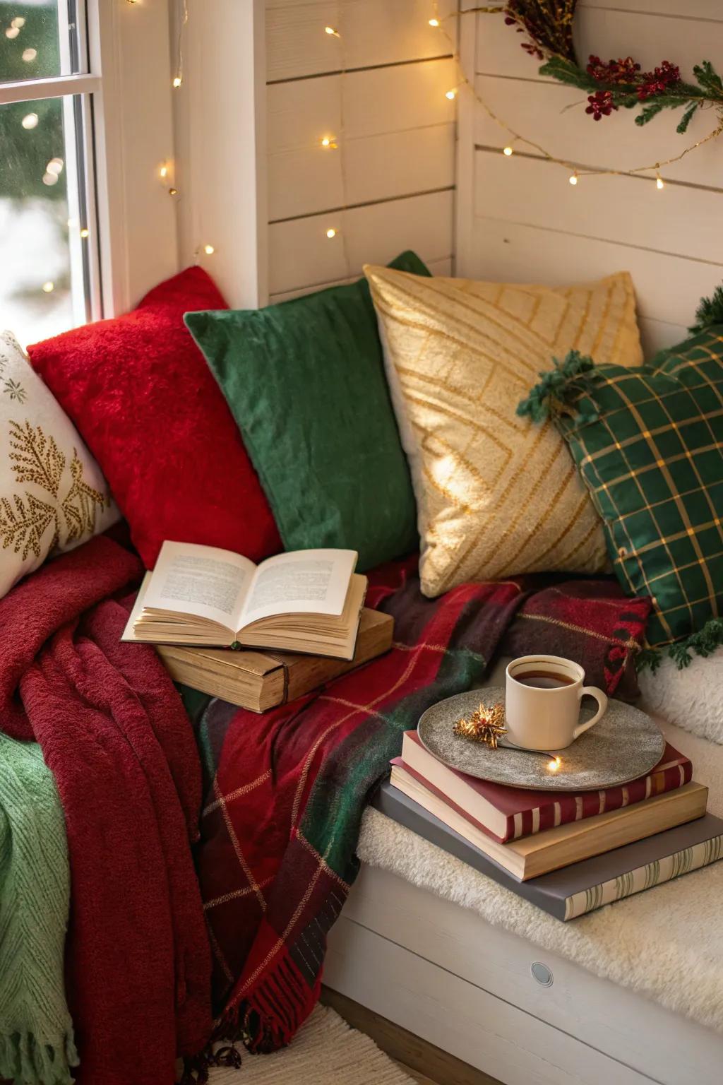 A cozy corner ideal for festive reading.