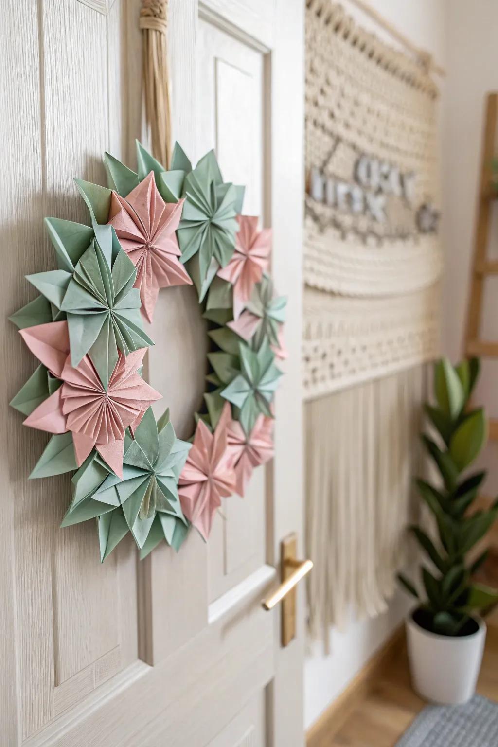 Add a hint of handcrafted elegance to your home using this minimalist origami Christmas wreath.