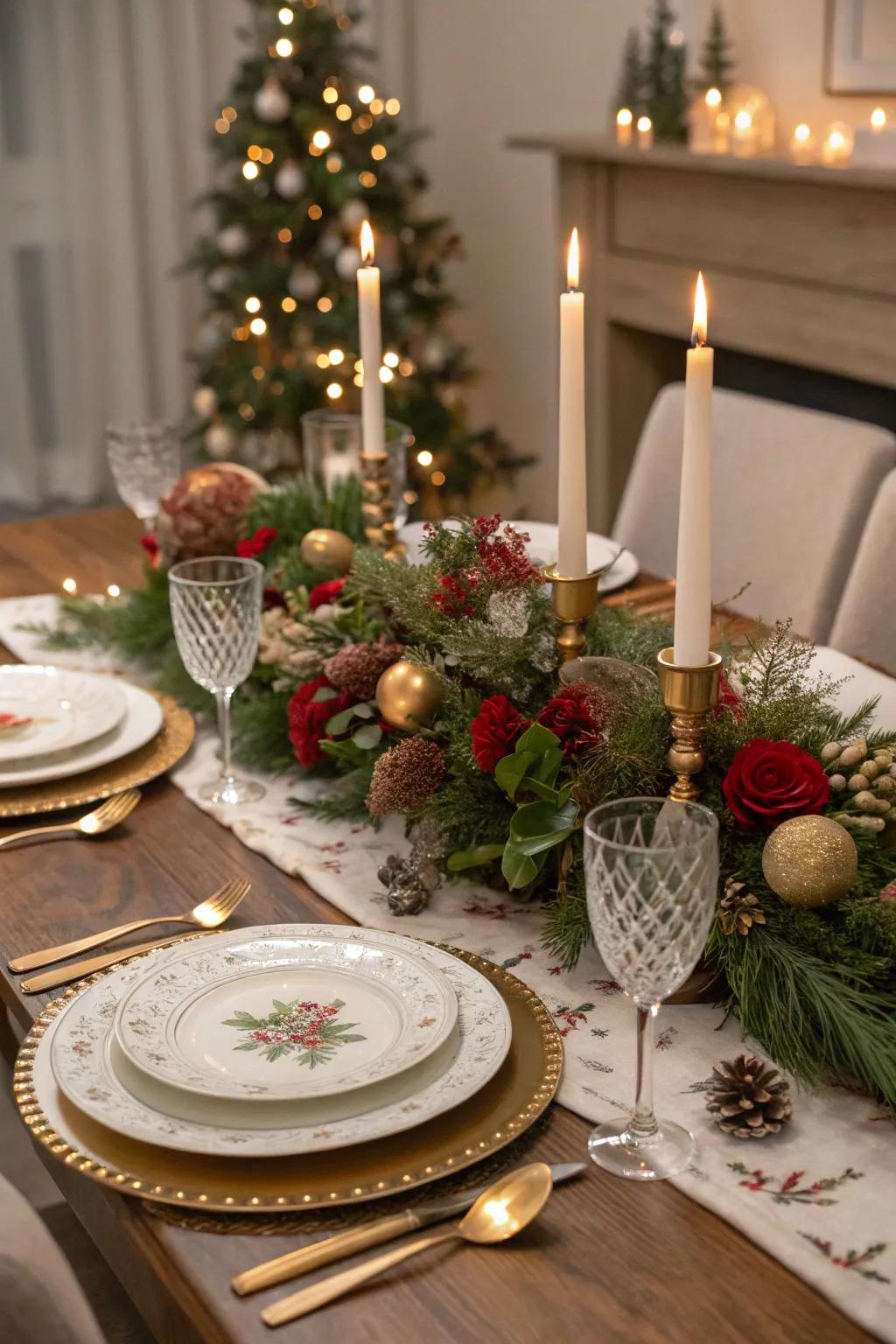 A themed table layout is the focal point of your Christmas celebration decor.