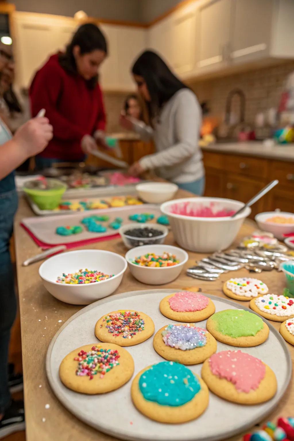An enchanting cookie styling setup, ideal for holiday inventiveness.