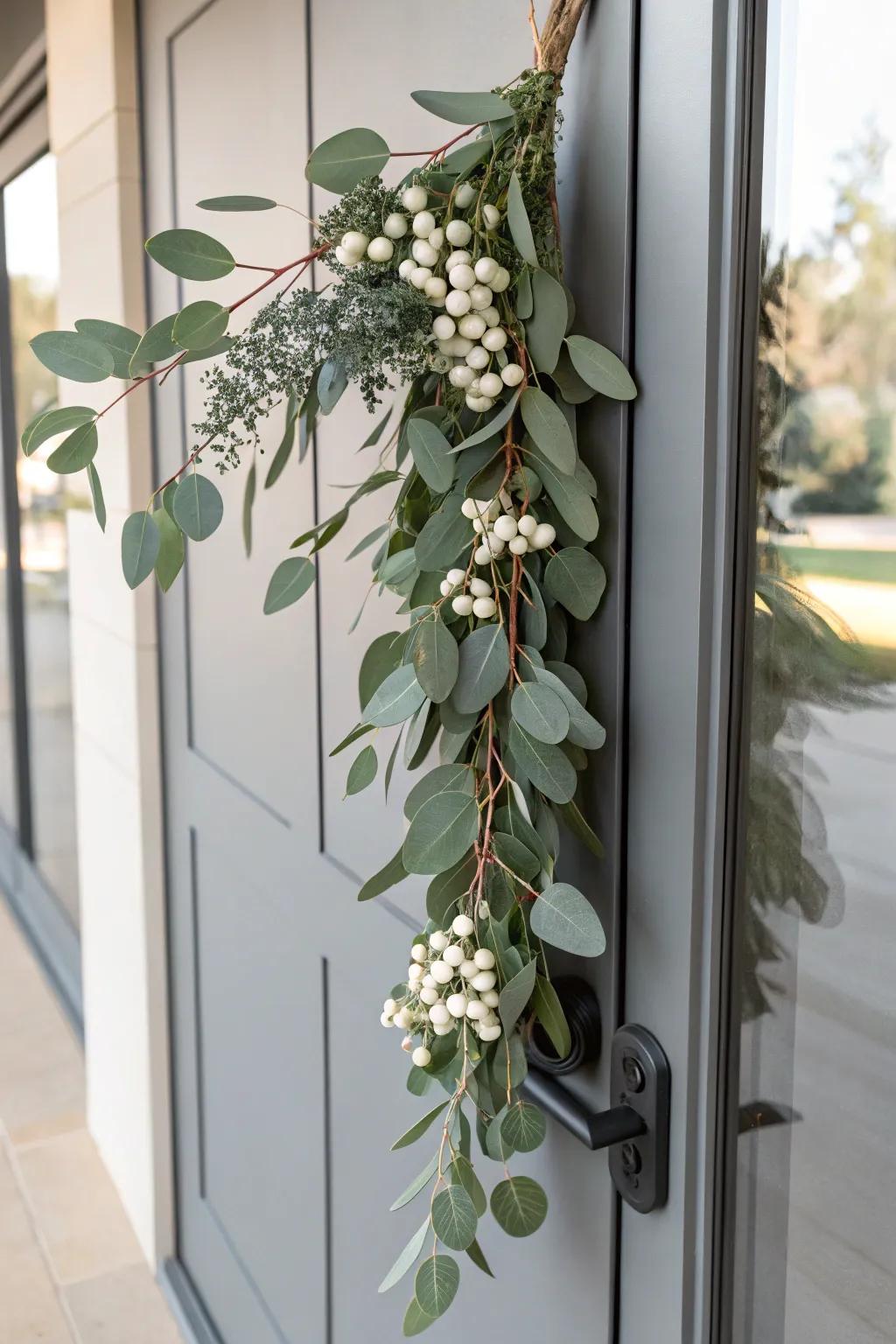 Sophisticated eucalyptus swag with berries.