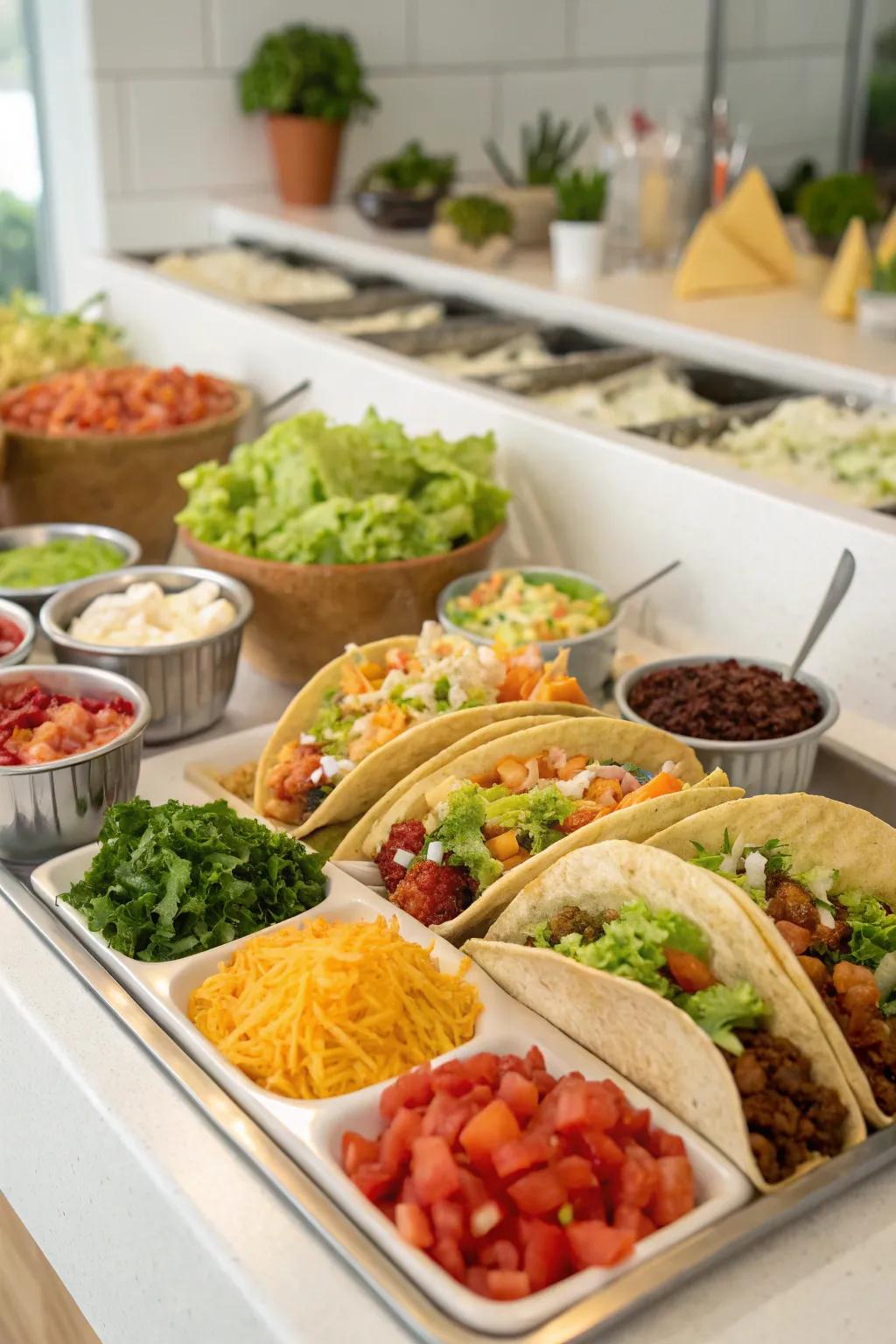 Enable visitors to personalize their tacos at a lively taco bar.