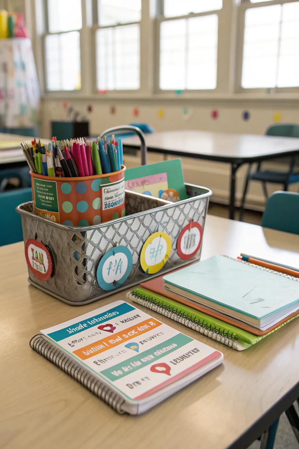 Individual organizer zones with student names