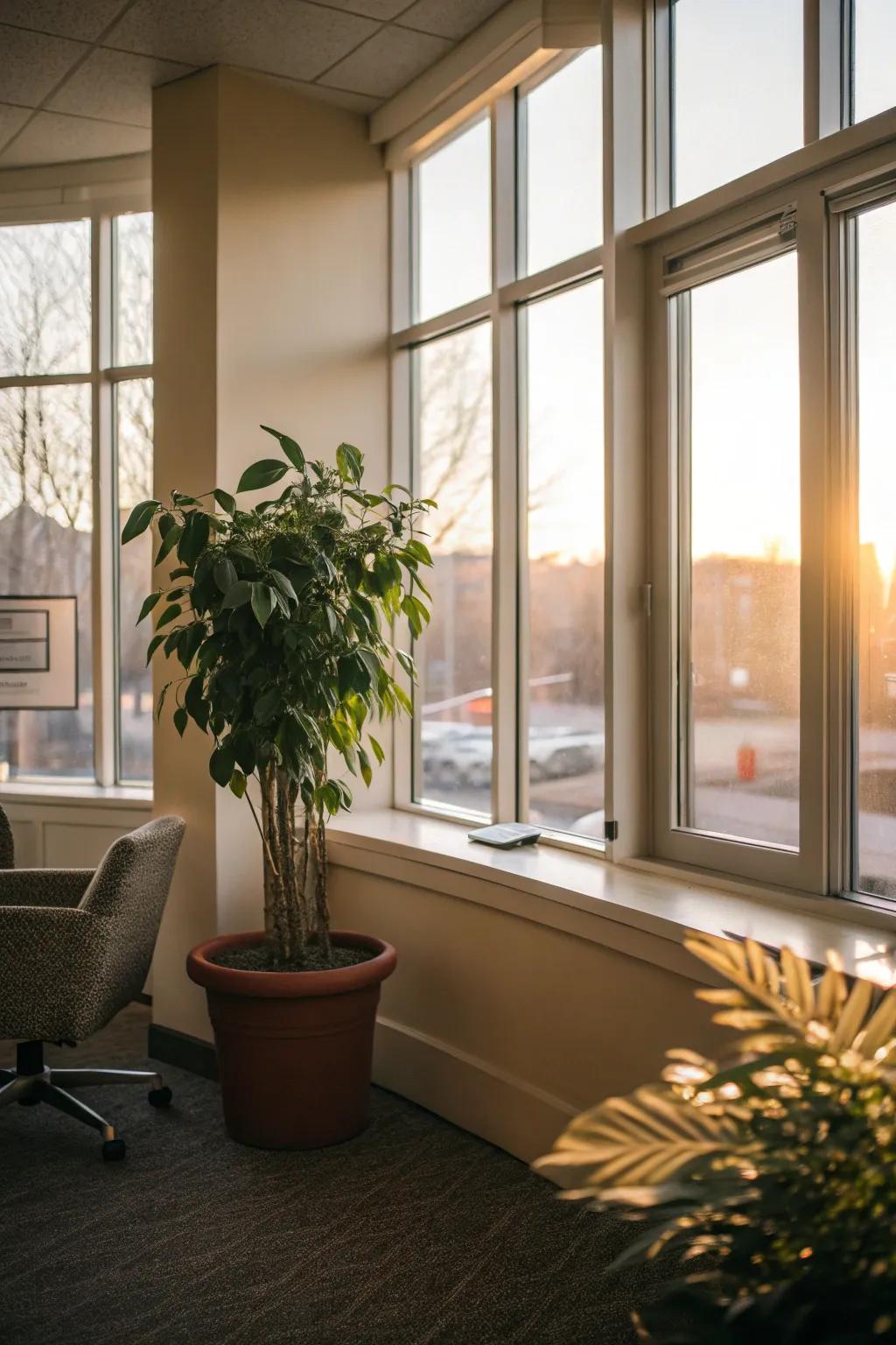 A hint of greenery brings a sense of freshness and energy to the office.
