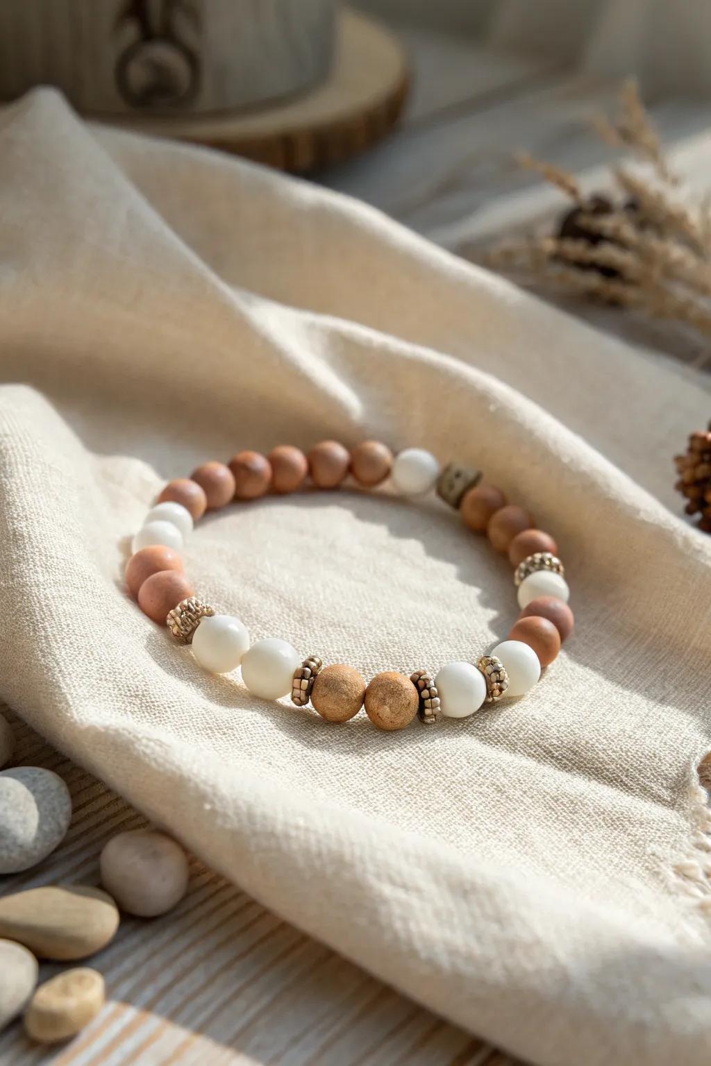 Embrace the organic allure on your wrist with this handmade clay bead bracelet that combines earthy elegance and minimalist appeal.