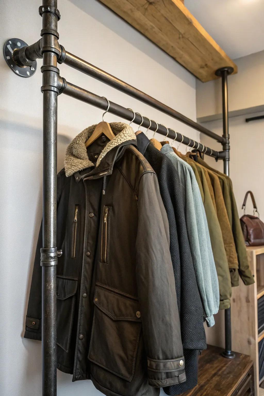 A modern touch using helpful metal tube bars.