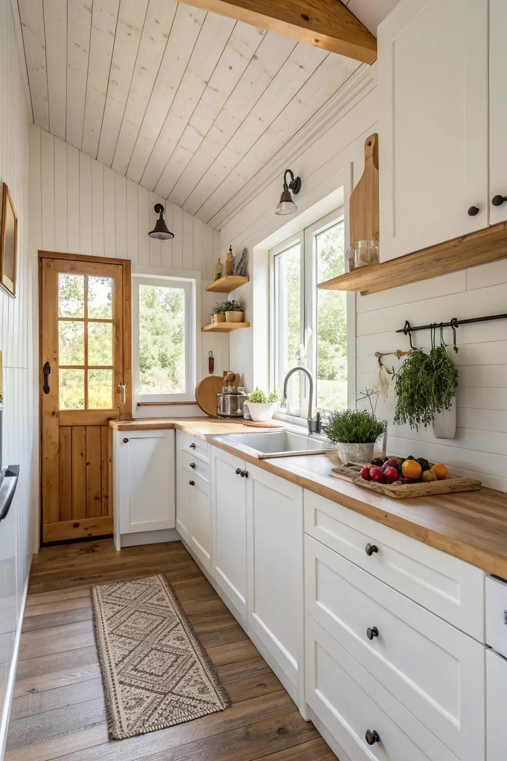 Warm white paint gives spaces a larger, more welcoming feel.