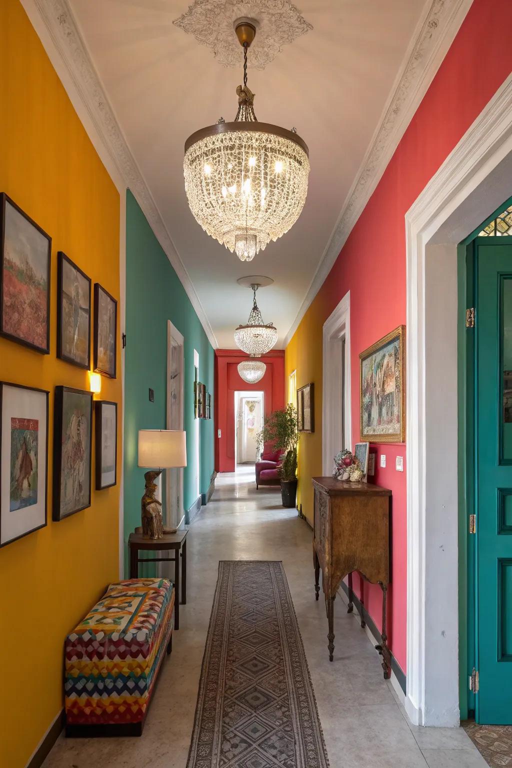 Hanging lights or pendant lights add elegance and charm.