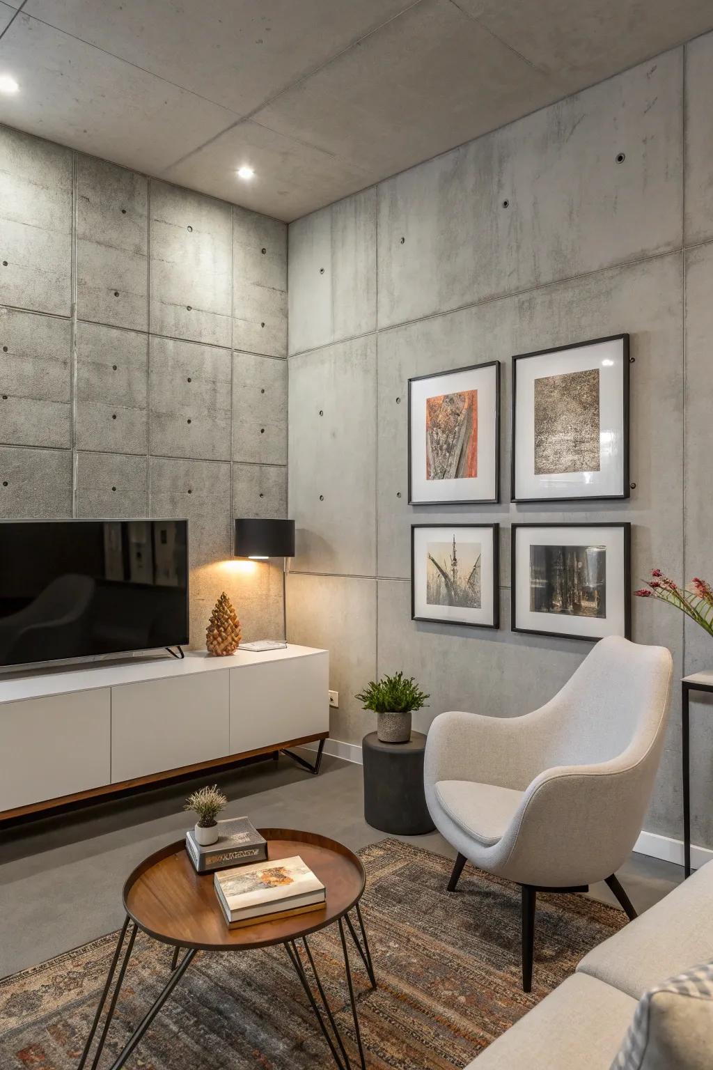 A concrete highlight wall acts as an eye-catching focal point.