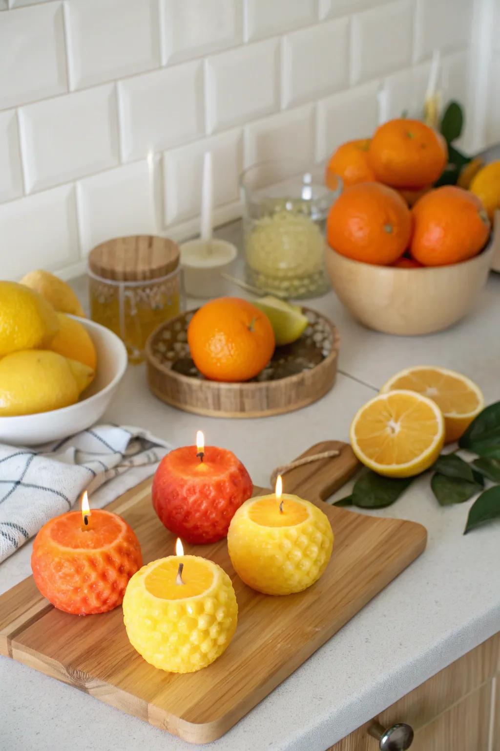 Fruit lights introduce a revitalizing, playful touch.