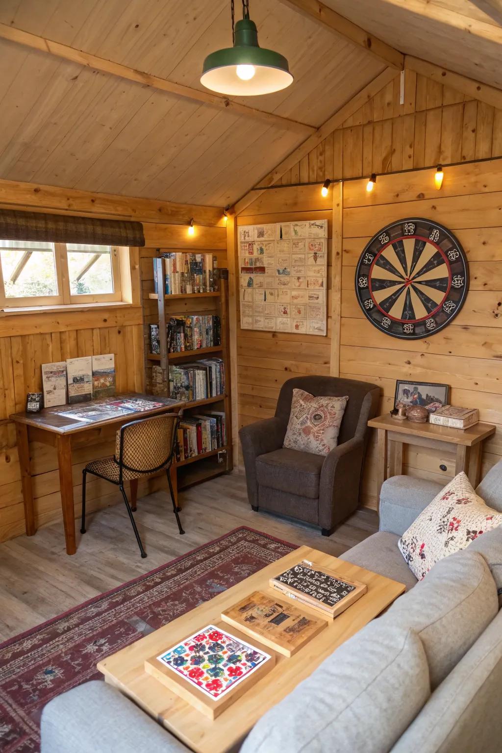 Have non-stop fun with a shed game room.