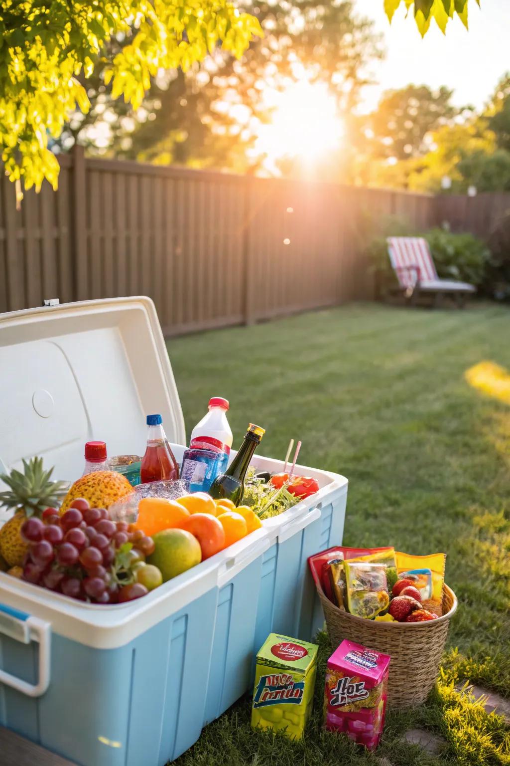 A chromatic burst of hues on a cooler.