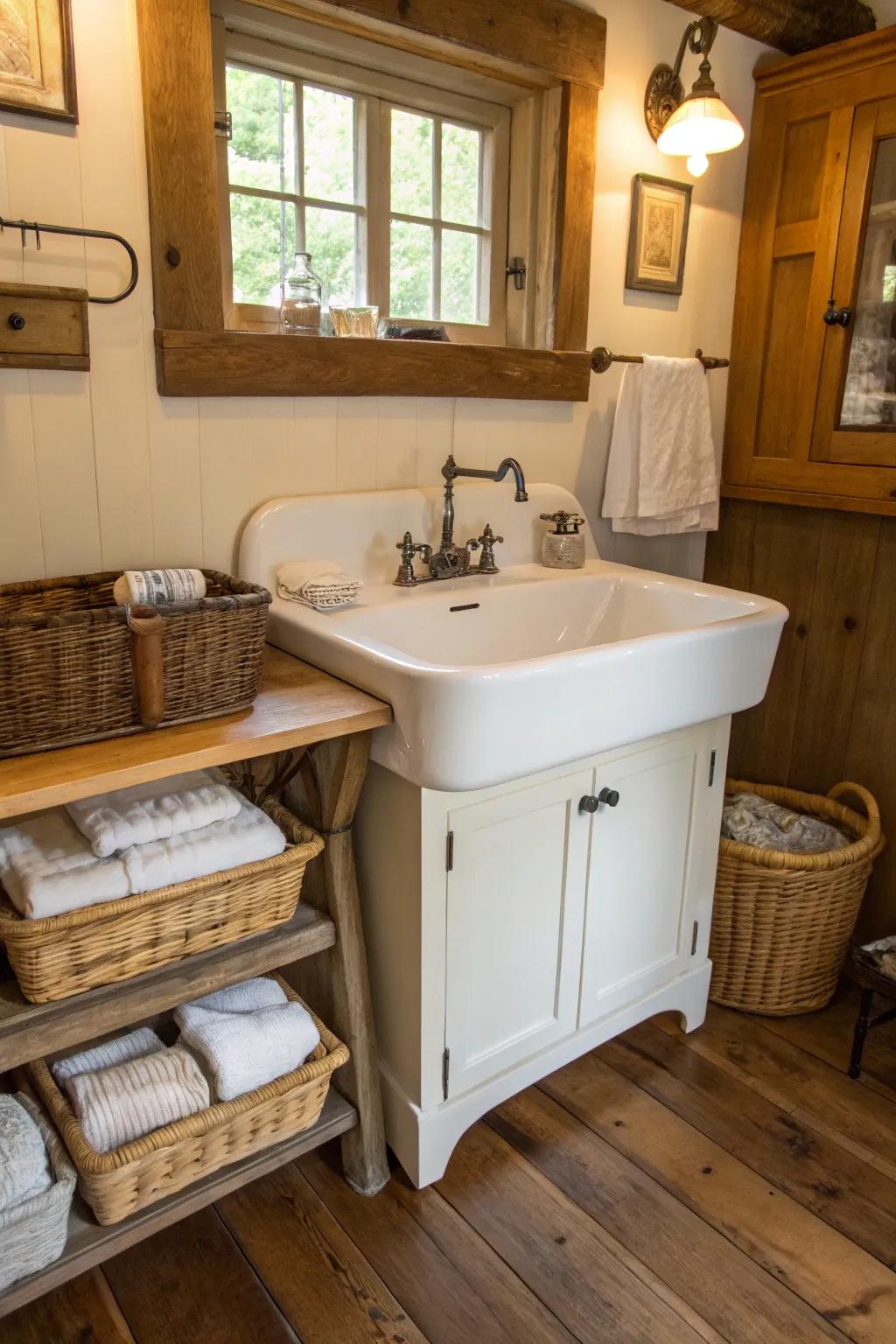 A classic basin gives charm to any laundry room.