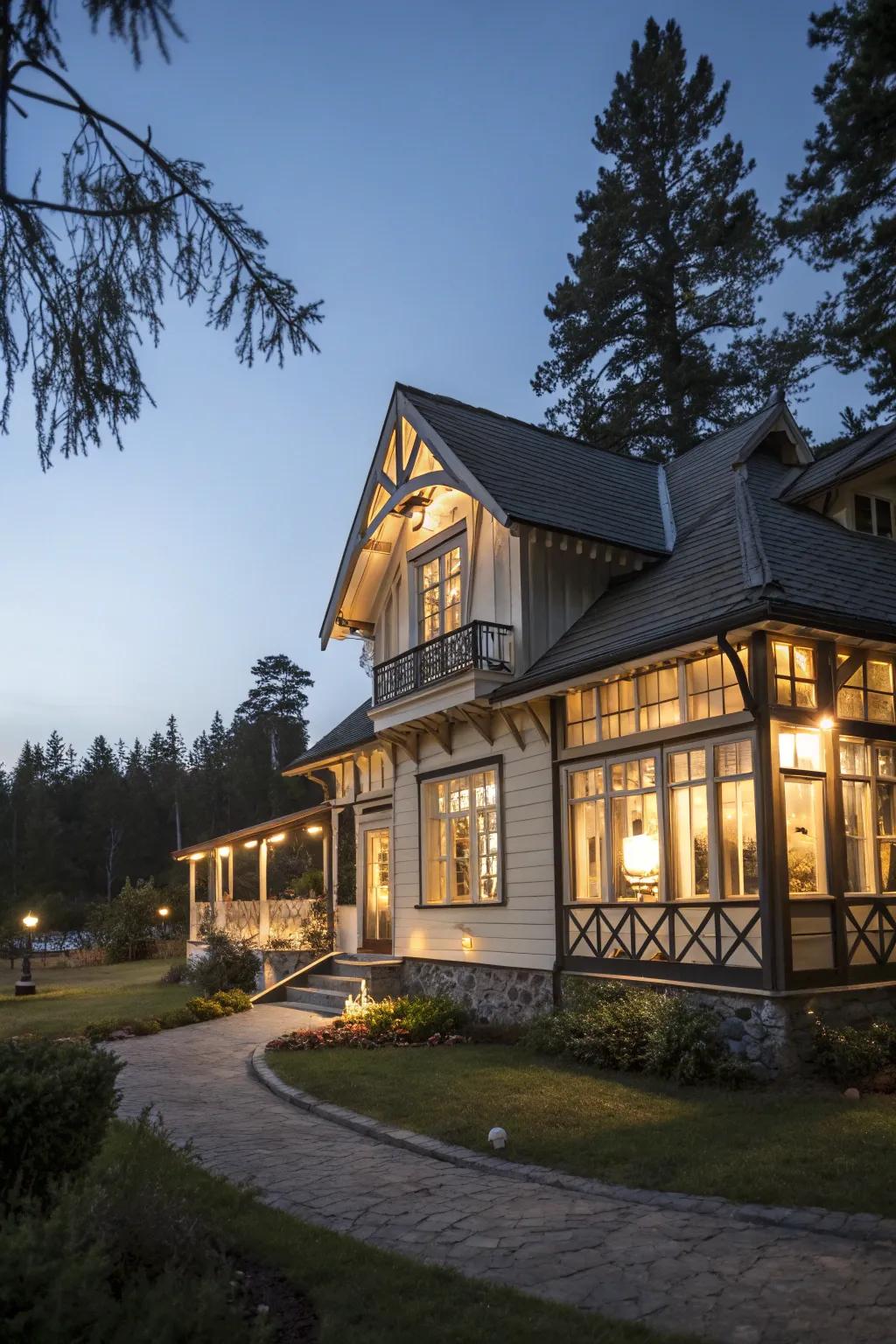 Architectural aspects beautifully emphasized by focused beams.