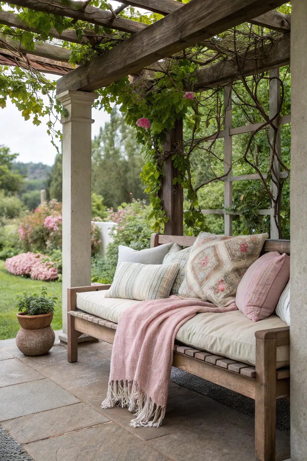 Delicate fabrics morph your porch into the supreme relaxation destination.
