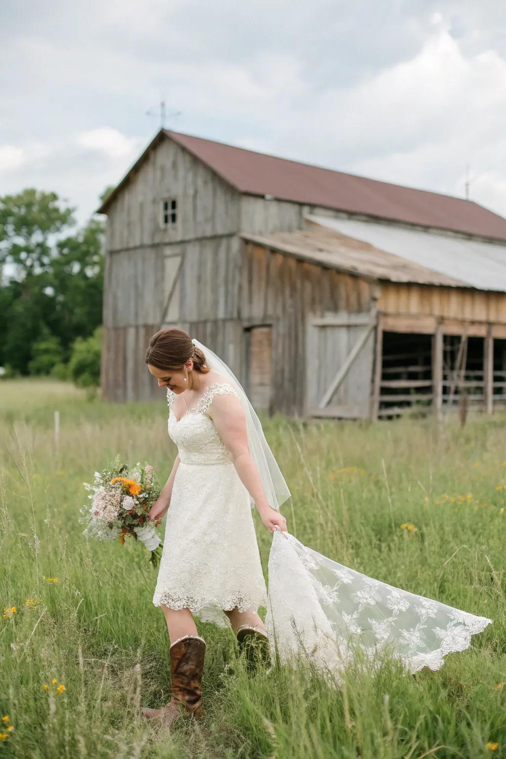 Countryside stylish dress code for a rural nuptial.