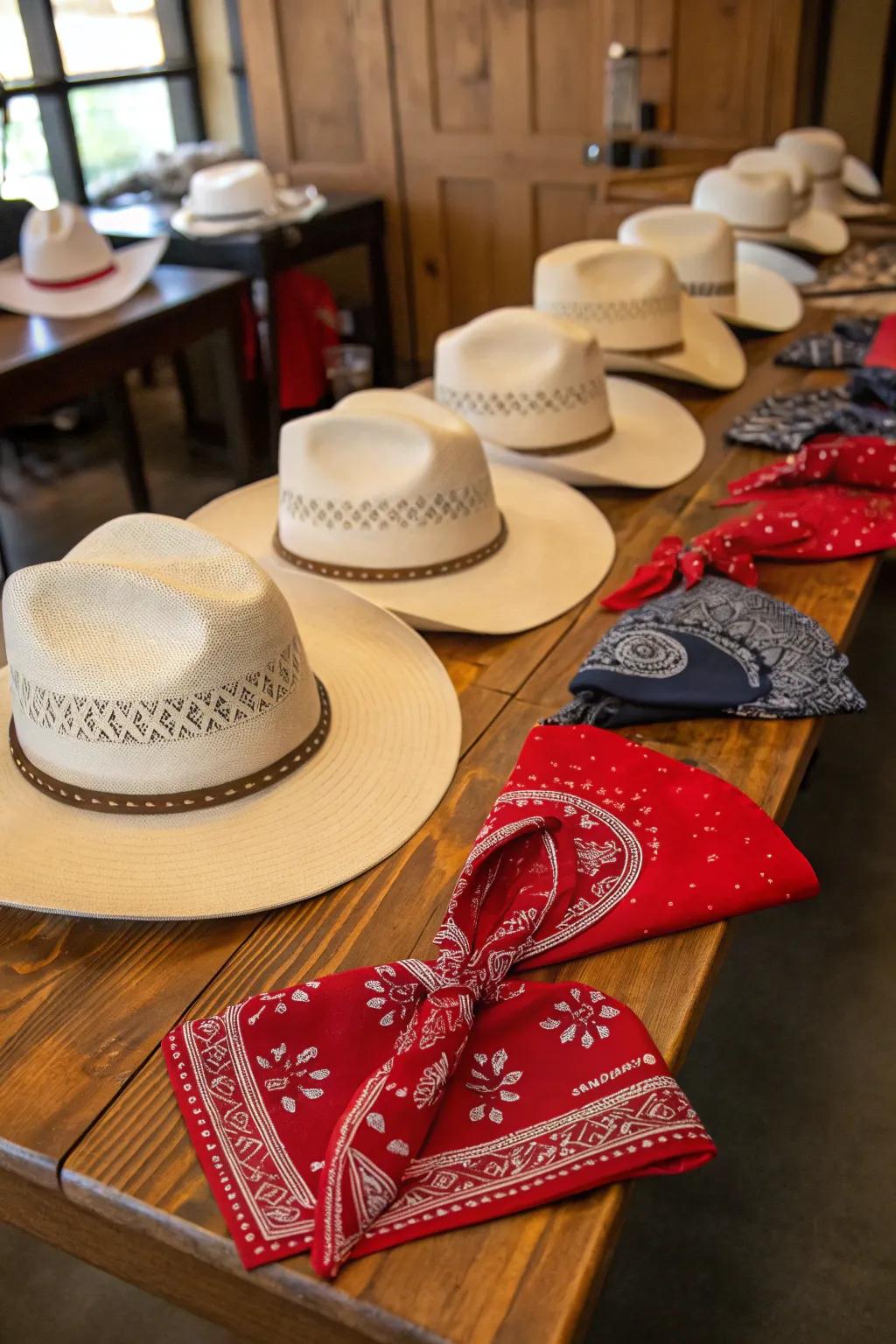 Equip guests using Stetson hats and scarves to get them into persona.