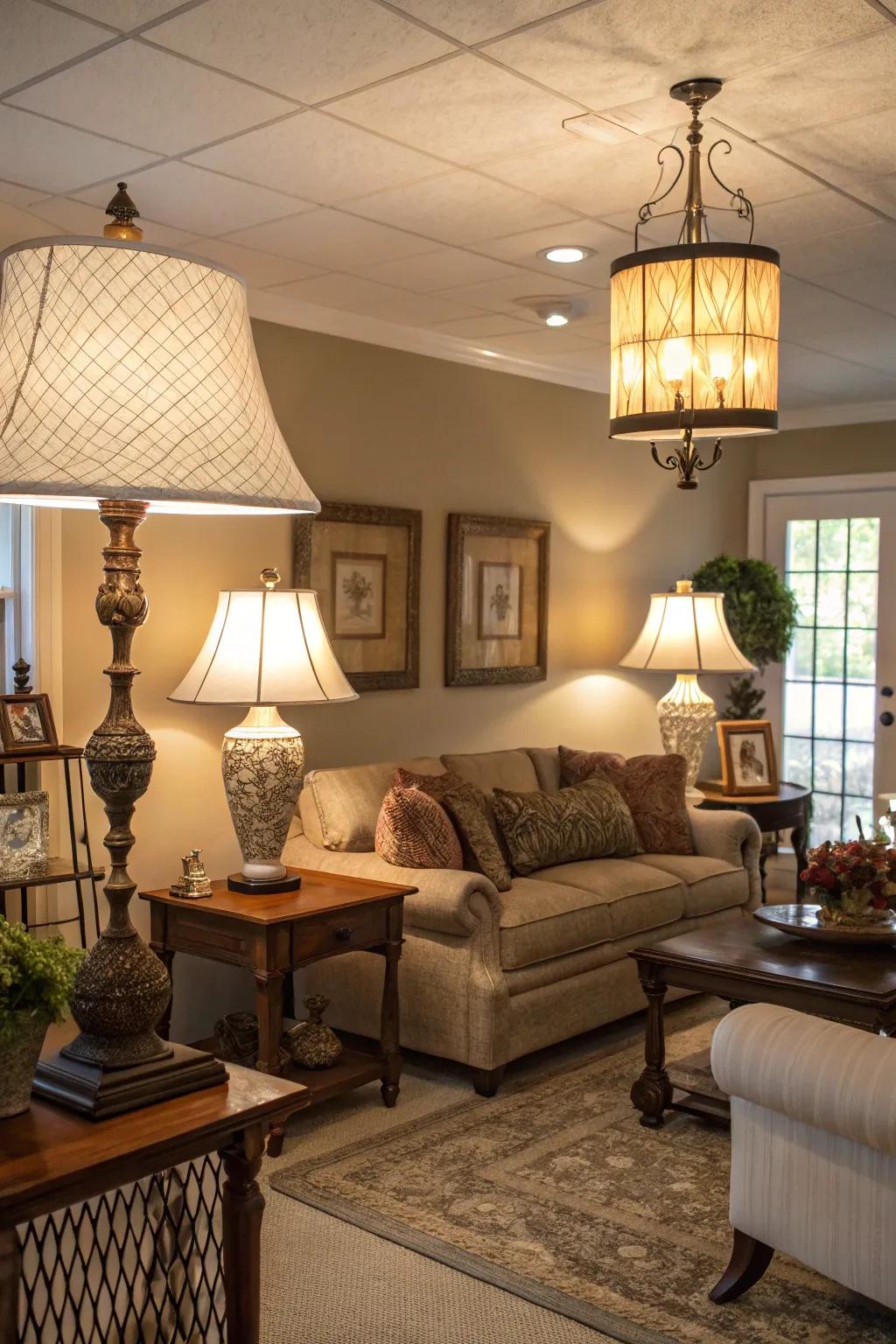Tiered illumination introduces breadth and warmth to any space.