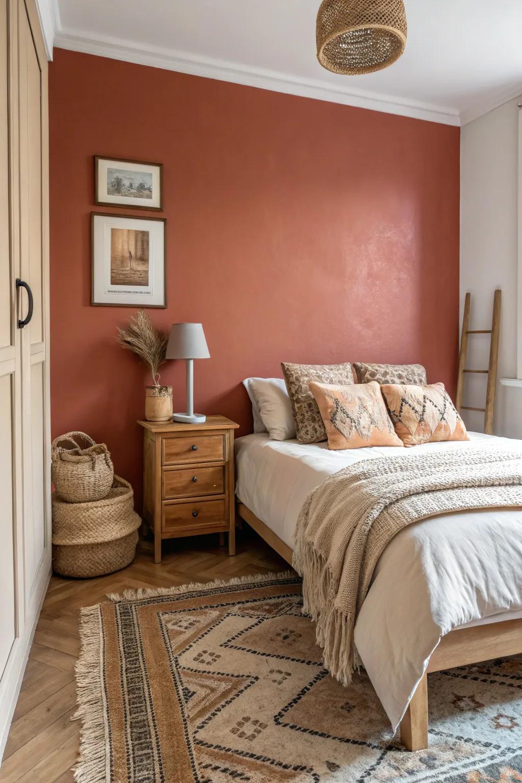 Feature walls bring character and dimension to small bedrooms.