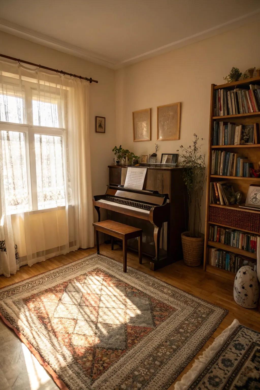 Rugs introduce both texture and warmth.