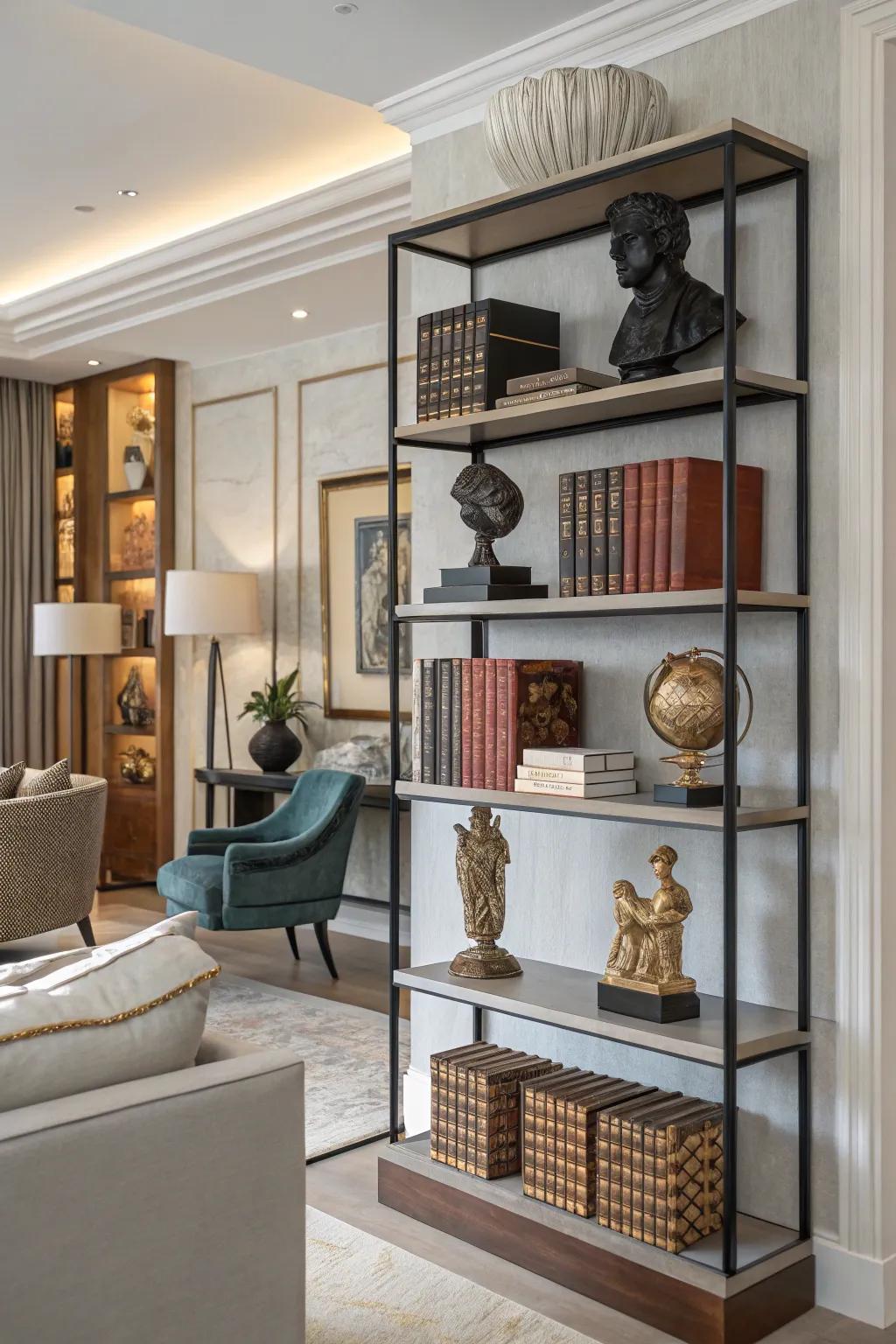 Artistic bookshelves are an exquisite fusion of functionality and art.