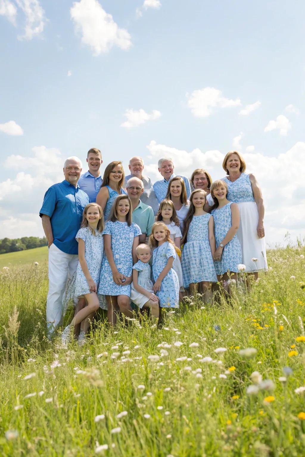 A family photo can be transformed into a visual delight through color coordination.