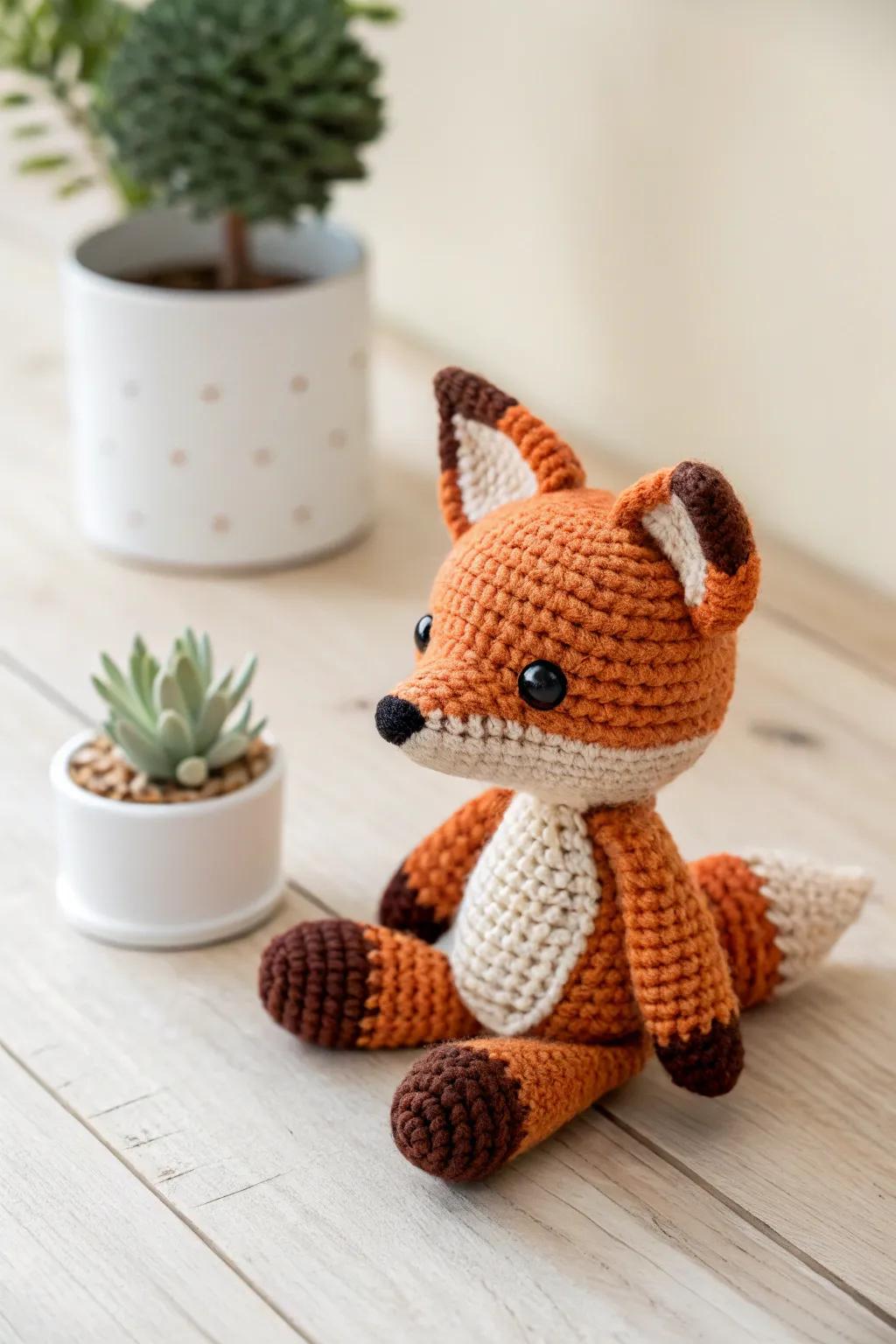 Savor the charm of handcrafted stuffed toys with this adorable fox friend.
