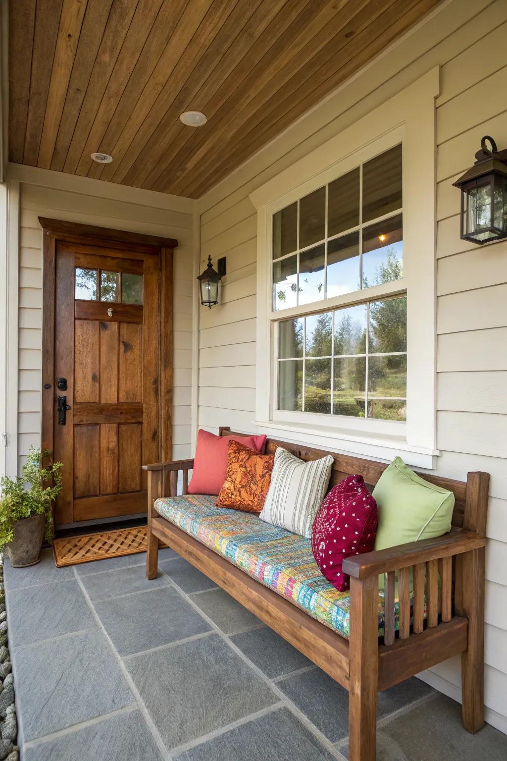 Cozy seating transforms a porch into an intimate sanctuary.