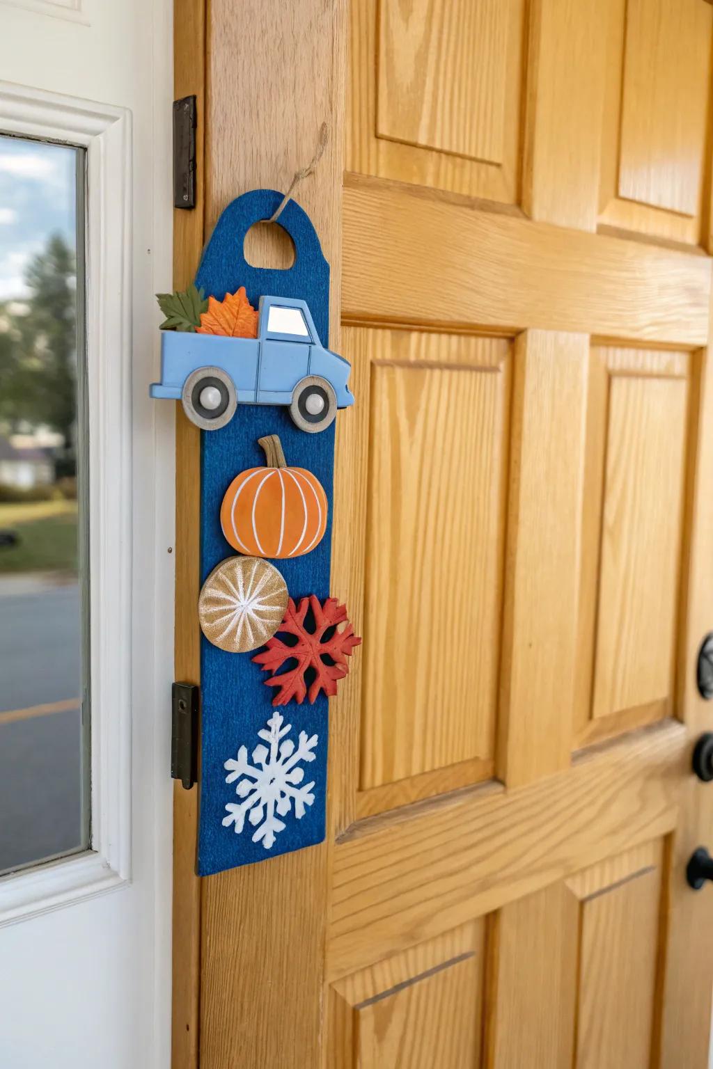 A versatile hauler door embellishment exhibiting seasonal allure.