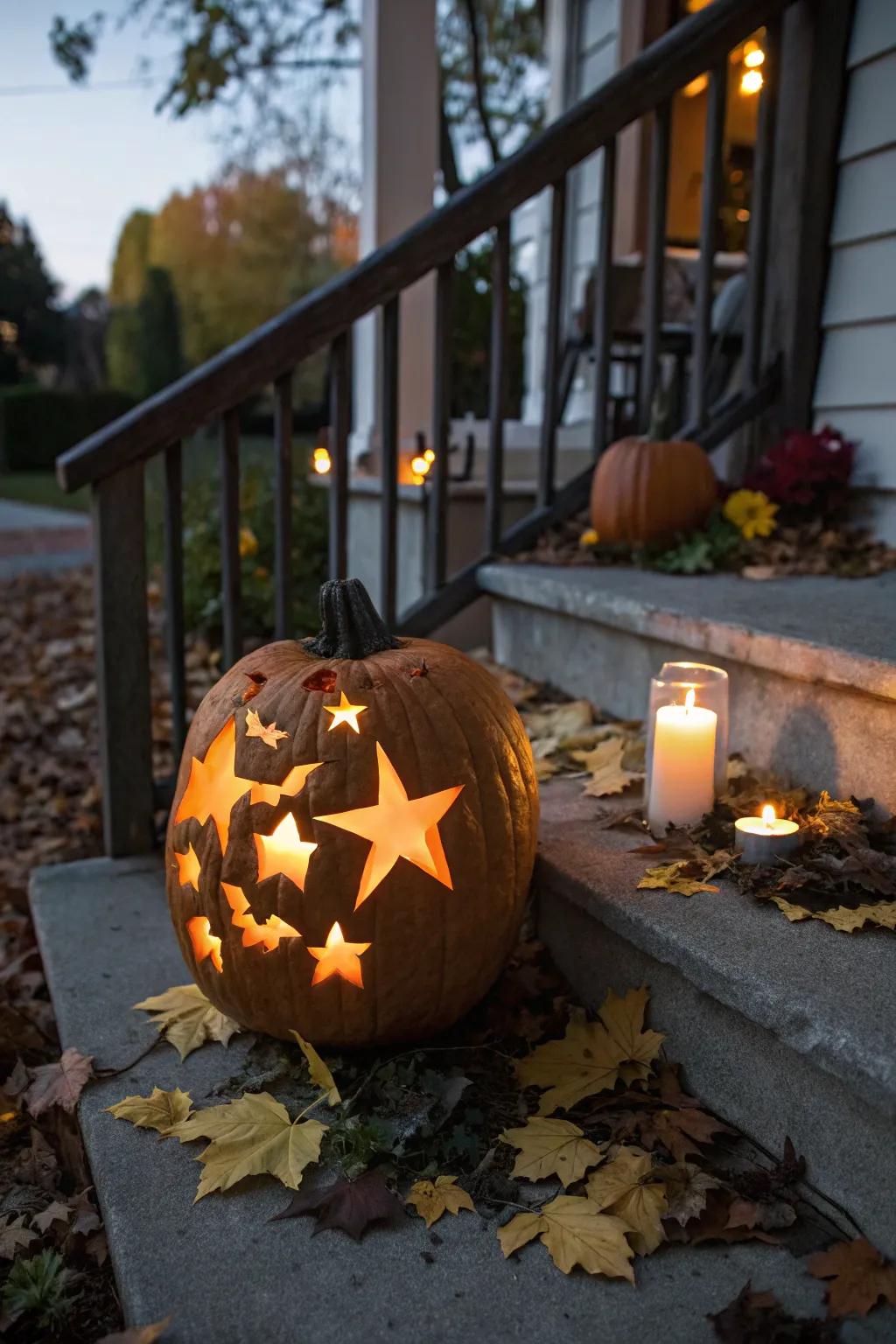 Charming celestial and bat carvings for a magical pumpkin glow.