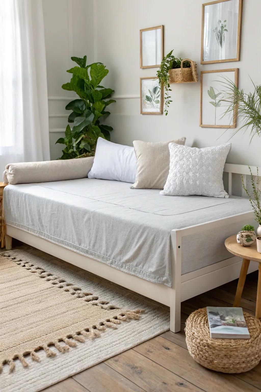 Minimalist daybed showcasing neutral tones