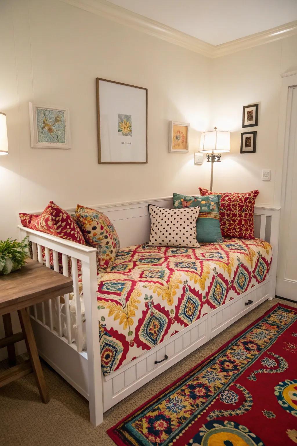 Make a statement with a daybed in bold patterns.