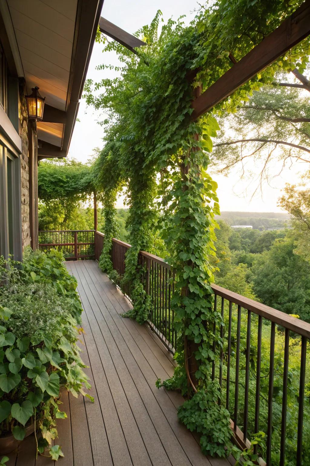 Greenery adds life and vibrancy to your deck enclosure.